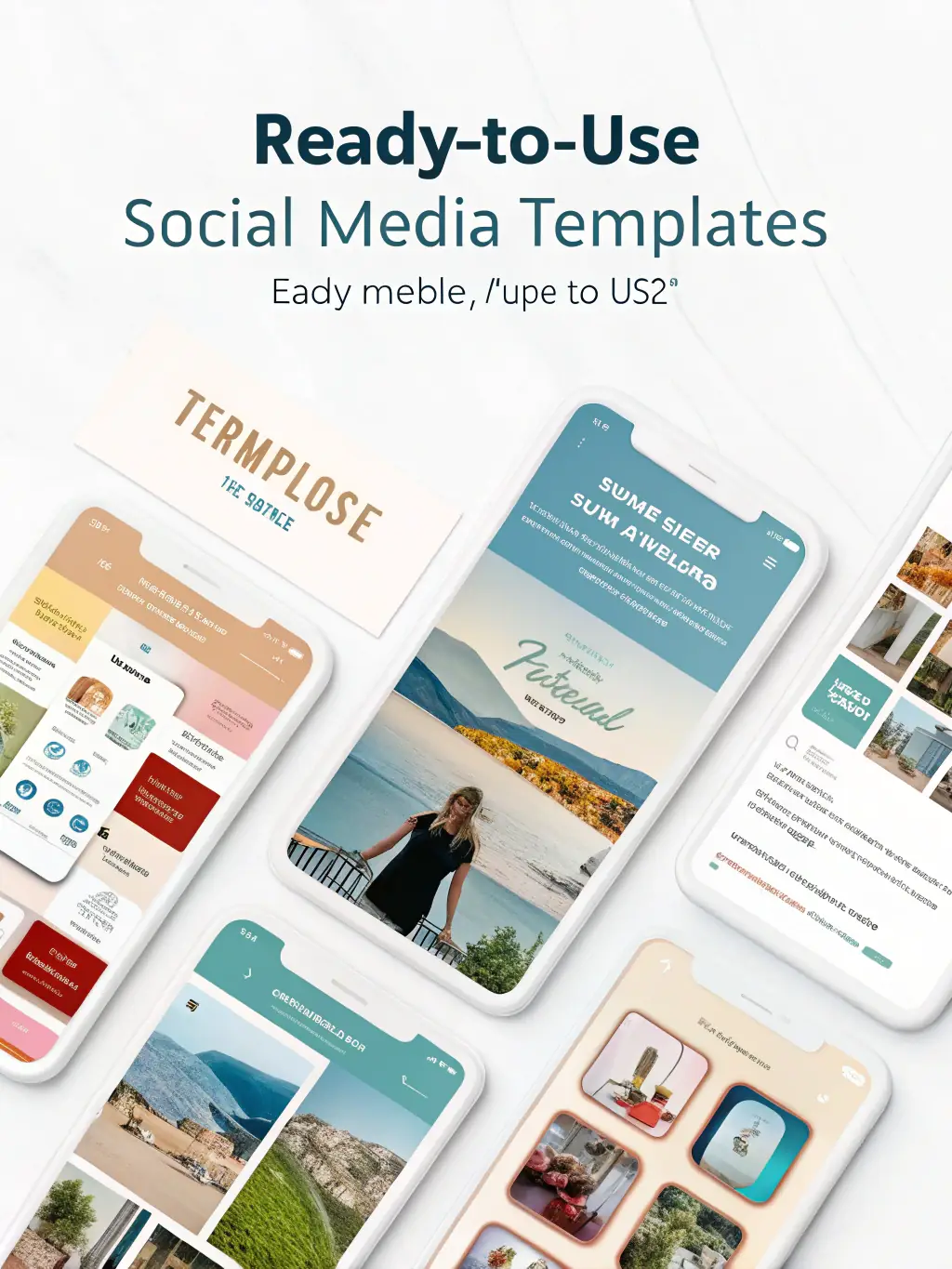 A series of social media posts with cohesive branding, including images, icons, and text overlays for Hewston Graphics' Social Media Graphics service.